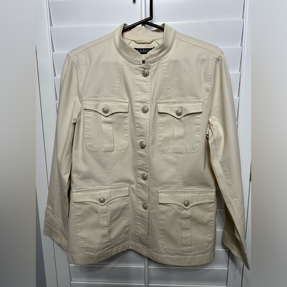 Lauren Ralph Lauren Women’s Cream Boxy Fit Denim Jacket Large